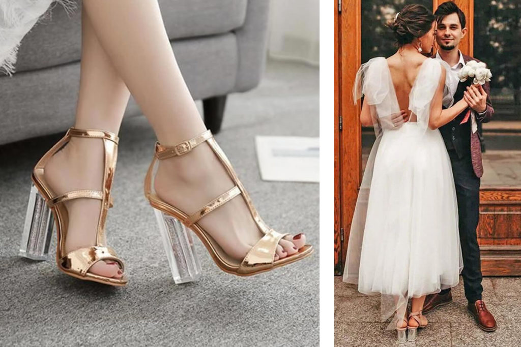 FIANCEE BODAS MAYO BODA LOS ZAPATOS DE NOVIA CON TACONES DE BLOQUE SON