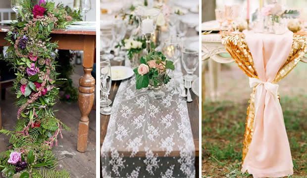 Ideas para caminos de mesa en tu recepción de bodas