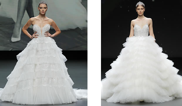 Las faldas de volantes serán la tendencia en vestidos de novia más romántica de 2021
