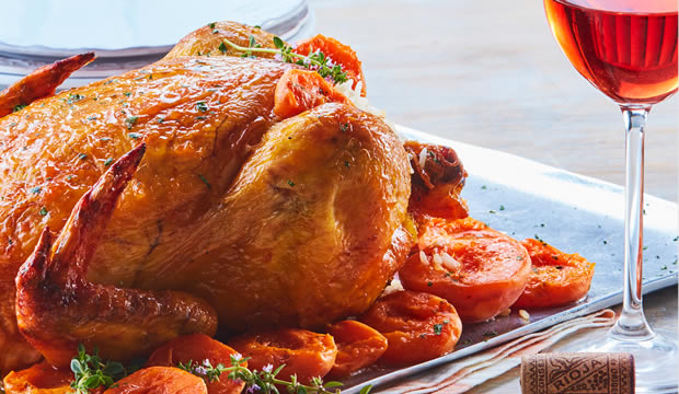 Receta y maridaje de pollo rostizado con chabacanos