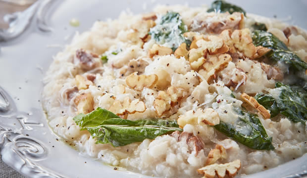 Receta de risotto con espinaca y nuez
