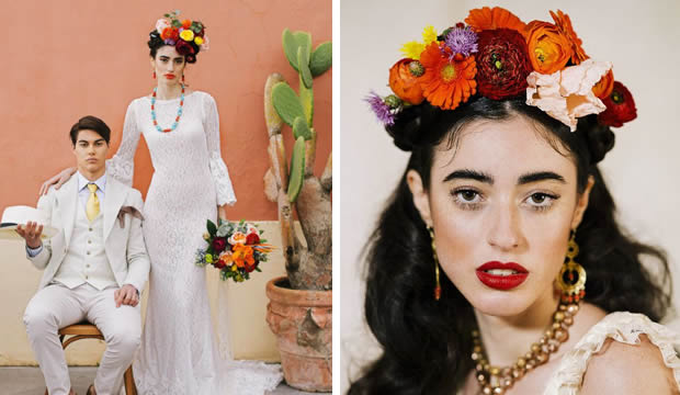 Logra un fabuloso look de novia inspirado en la legendaria Frida Kahlo
