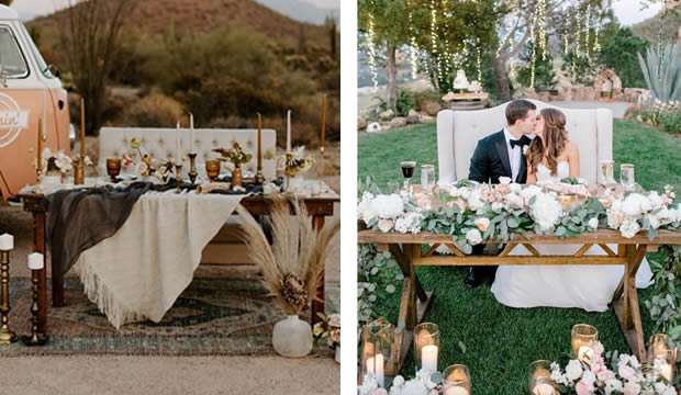 Inspírate y encuentra aquí la decoración perfecta para tu mesa de novios en el día de tu boda