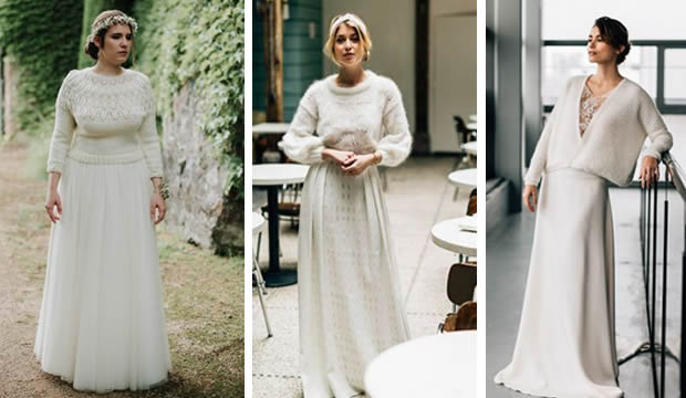 Si te casas en época de frío, un suéter será el complemento perfecto para tu look de novia