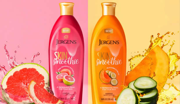 Disfruta de un ‘shot’ frutal con la colección Jergens Skin Smoothies y sus dos fragancias frutales: toronja rosada y pomelo y pepino y melón