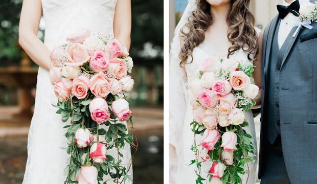 Románticas ideas para el diseño de tu ramo de novia en cascada