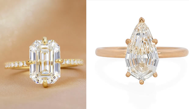 Anillos de compromiso con diamantes de talla escalonada