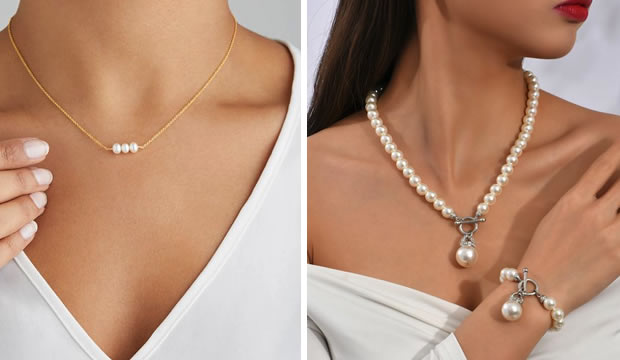 Joyería con perlas para la novia clásica