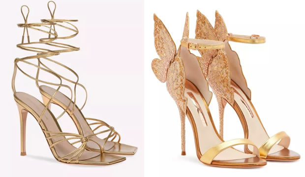 Los zapatos dorados añadirán un toque brillante a tu look nupcial