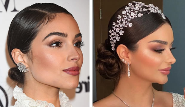 Peinados románticos para novias con cabello oscuro
