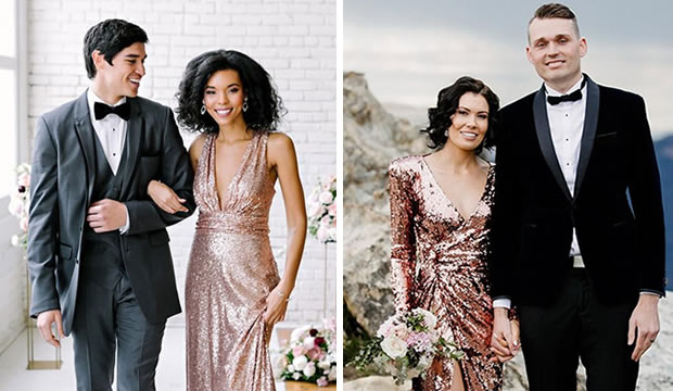 32 vestidos de novia metálicos para añadir un toque de brillo a tu look nupcial