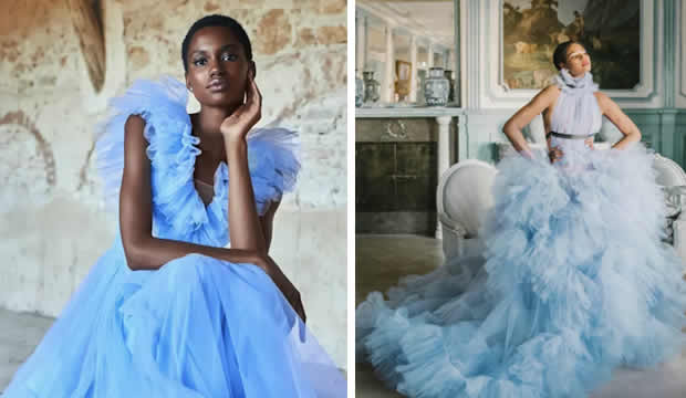 Hermosos vestidos de novia en color azul para hacer toda una declaración de estilo en tu Gran Día