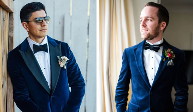 El terciopelo es una estupenda opción para el traje de ceremonia del novio en una boda de invierno