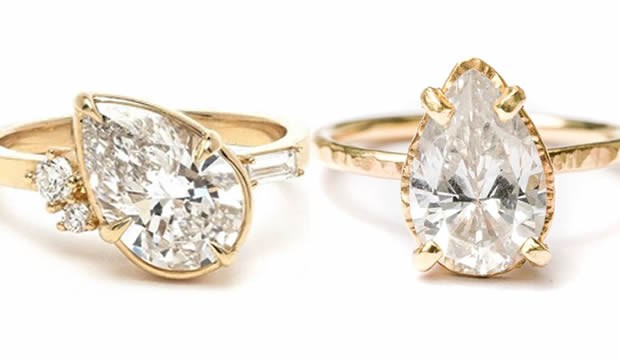 Los anillos de compromiso con piedras de talla ovalada y pera serán una de las tendencias favoritas de las parejas en 2025