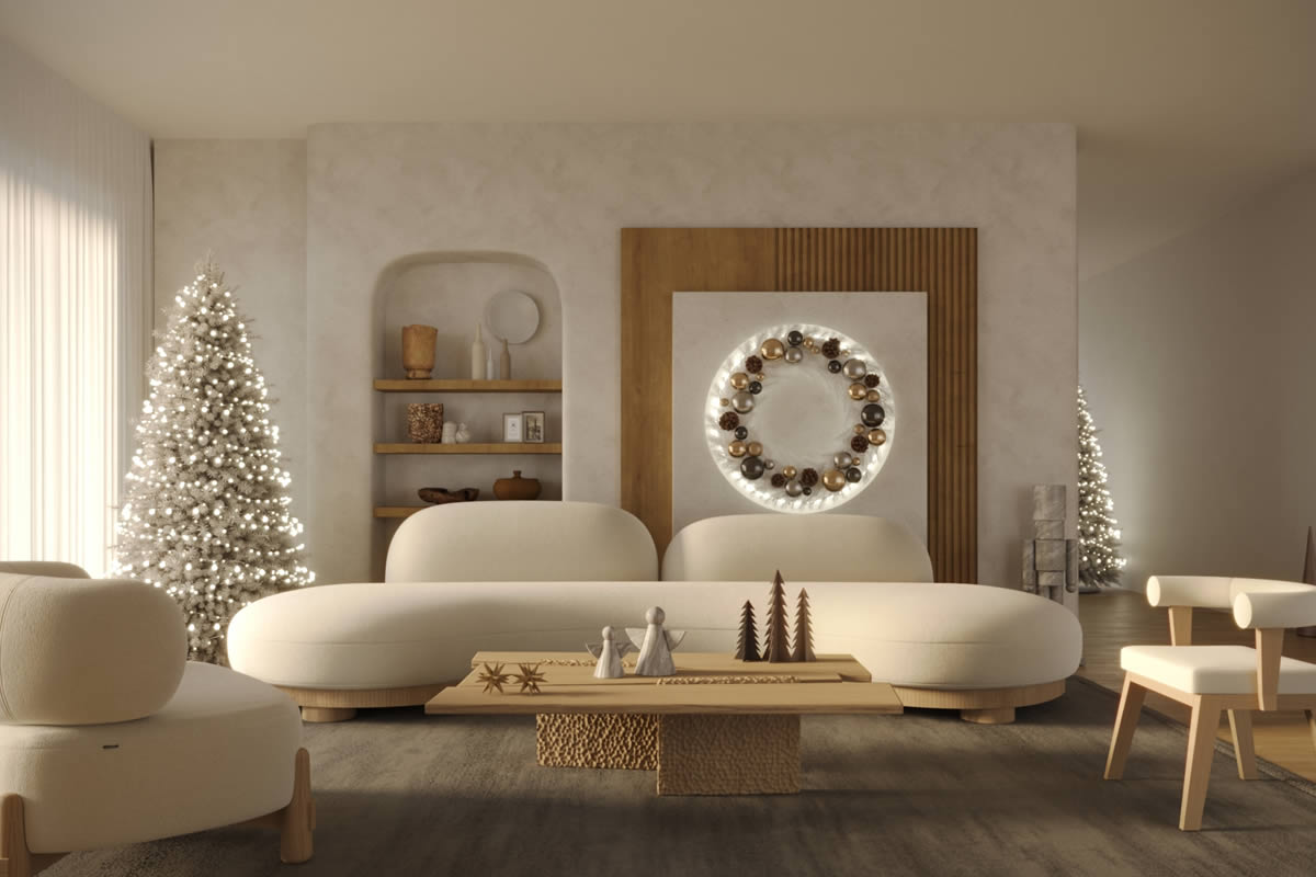 Dolmen nos presenta el proyecto de una moderna sala decorada para Navidad, ¡inspírate!