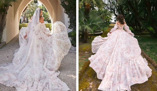 Adorables vestidos de novia con estampado floral que son perfectos para una boda de primavera