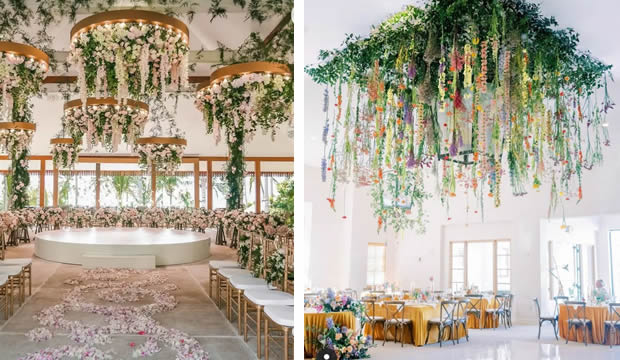 Estructuras flotantes que son perfectas para una recepción de bodas de primavera