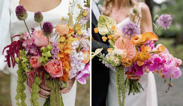 Ramos de novia en colores vibrantes que son perfectos para bodas de verano