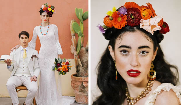 Logra un fabuloso look de novia inspirado en la legendaria Frida Kahlo :  Fiancee Bodas