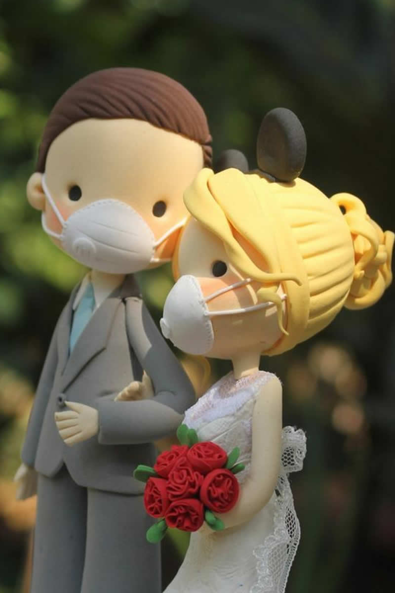Poner la mesa elemento Migración Muñecos de pastel de bodas para una bonita boda en pandemia : Fiancee Bodas