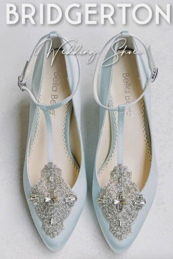 Zapatos De Novia En Color Azul Con El Encanto De La época De La Regencia Fiancee Bodas