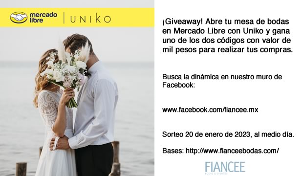 Giveaway! Abre tu mesa de bodas en Mercado Libre con Uniko y gana uno de  los dos códigos con valor de mil pesos para realizar tus compras : Fiancee  Bodas